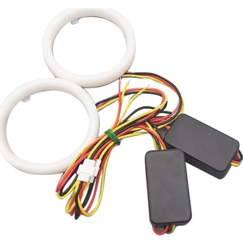12V Car Angel Eyes White + Yellow Car Headlight DRL Daytime Running Light Halo Ring Led