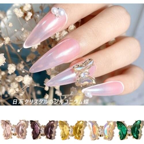 2pcs Shiny Crystal Butterfly 3D Nail Art Decorations Aurora AB Rhinestones Jewelry Ornaments UV Gel Glitter Nails Accessories