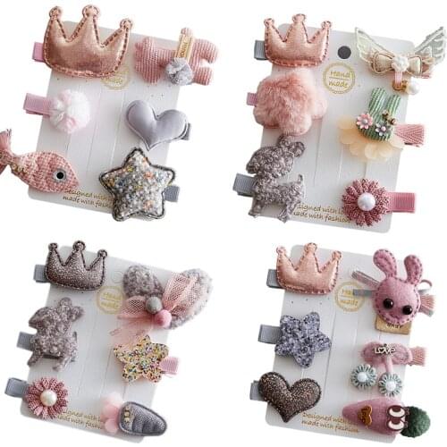 6pcs/Set Girls Hair Clips Cartoon Fruit Animal Crown Hair Ornament New Kids Cute Hairpins Barrettes Children Hair Accessories