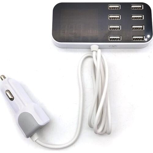 8 USB Charger Car 8-Port Lighter Charging Station Hub LCD Display