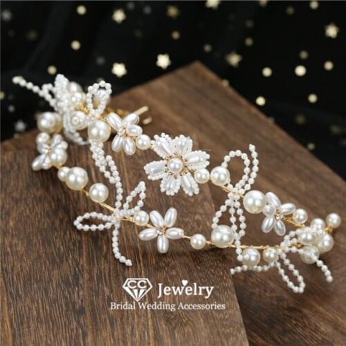 CC Crown for Women Wedding Hair Accessories Engagement Jewelry Bridal Hairbands Pearl Tiaras and Crowns Romantic Headbands M208