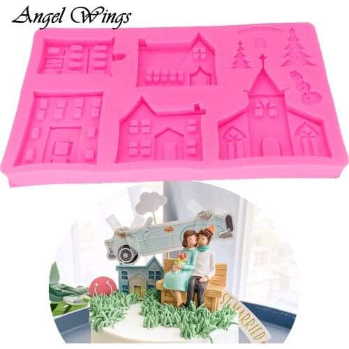 DIY castle shape Fondant silicone molds for 3D crafts Cake Decoration Tool Chocolate Gumpaste moulds Resin Clay F1378