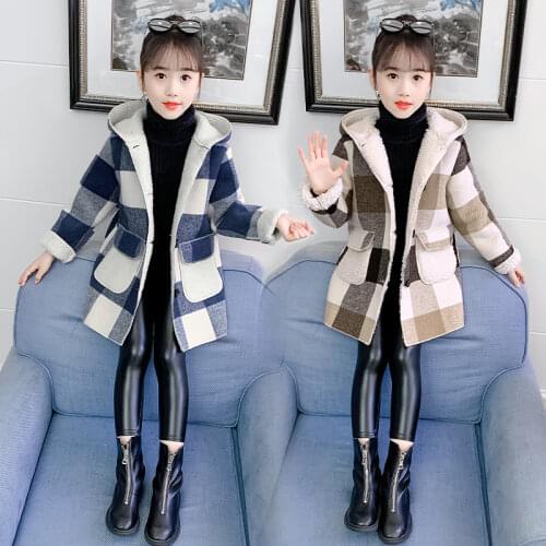 2020 New Children kids baby girls Boys Hooded swater Jackets long Coat Autumn Winter Plaid Outerwear 4 5 6 7 8 9 10 11 12 years