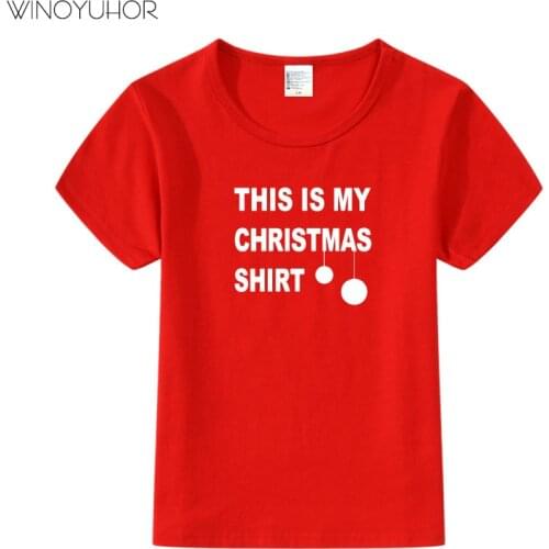 This Is My Christmas Shirt Funny Letter Printed T Shirt Children Kids Summer Short Sleeve Cotton T-shirt Baby Boy Girls Tee Tops