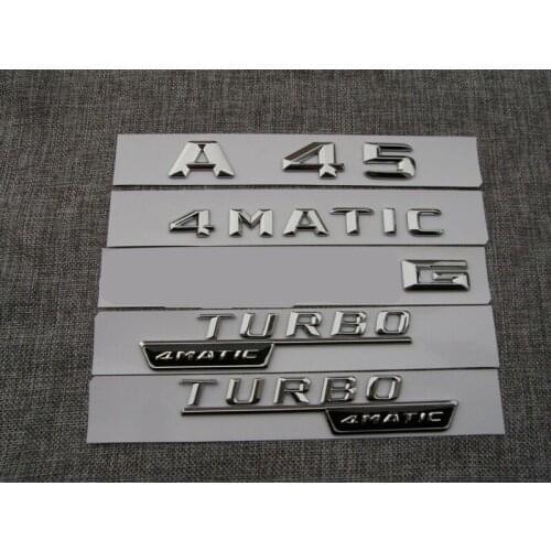 1 set Chrome Letters Emblem Emblems Badges W176 A45 FOR A M G TURBO