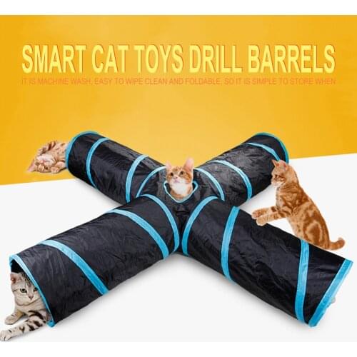Pet Cat Tunnel Toys 2/3/4 Hole Mini Playing Tunnel Easy Store Tunnel for Cat Kitten Pet Rabbit Dog Training Tools
