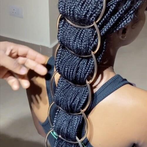 Exaggerated 10cm Gold Metal Large Hoop Circle Hair Rings Jewelry for Women Braided Tool Big Hair Rings Accessories Stylish Look