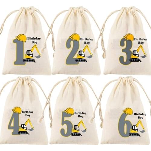 Construction Dump Truck theme first 1st 2nd 3rd 4th 5th 6th 1 2 3 4 5 6 years old Happy Birthday Party decoration candy gift bag