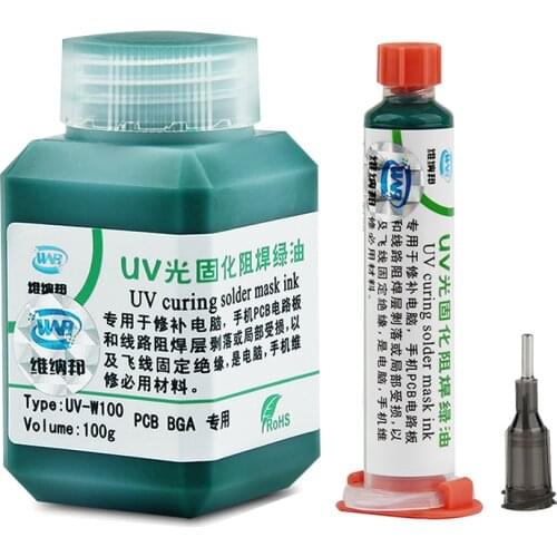 100g/10cc UV Curable Green Solder Mask Ink Welding Paste Oil for BGA PCB Circuit Board Protect Paint Prevent Corrosive Arcing