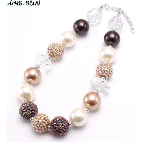 MHS.SUN Fashion Style Kids Beads Necklace For Children Girls Chunky Bubblegum Necklace Handmade Beaded Jewelry Hot Sale