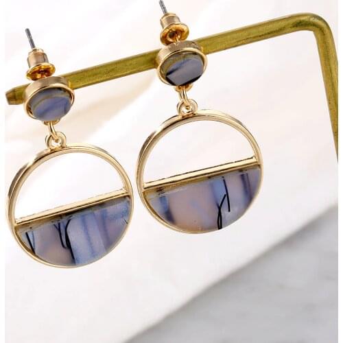 2020 Fashion Korean Semi-circular Stone Drop Earring Statement Women Geometric Round Pendant Brincos Earrings Jewelry Party Gift