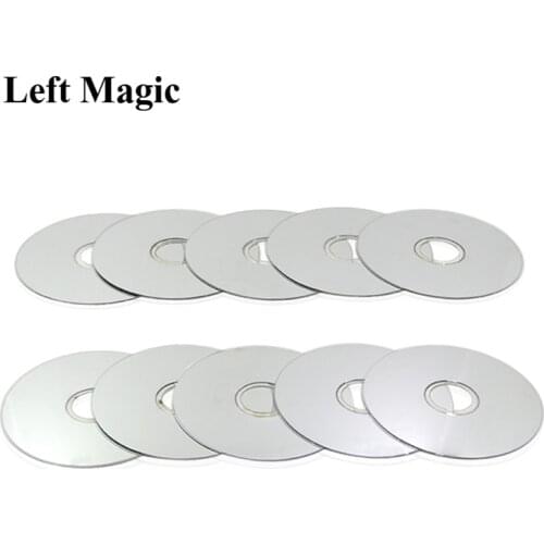 Manipulation CDs Set (1set=10 CDs ,Standard ,Silver Color),CD Appearing From Empty Hand,Magic Tricks,Props,Gimmick,Stage,Comedy