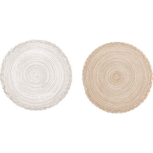 4Pcs Round Placemats Set,Hand-Woven Heat Insulation Non Slip Table Mats,for Kitchen&Dining Room 38cm