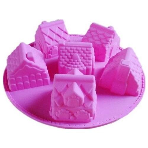 New 6 Mini House Sharpe Silicone Cake Mold Soap Mold Ice Tray