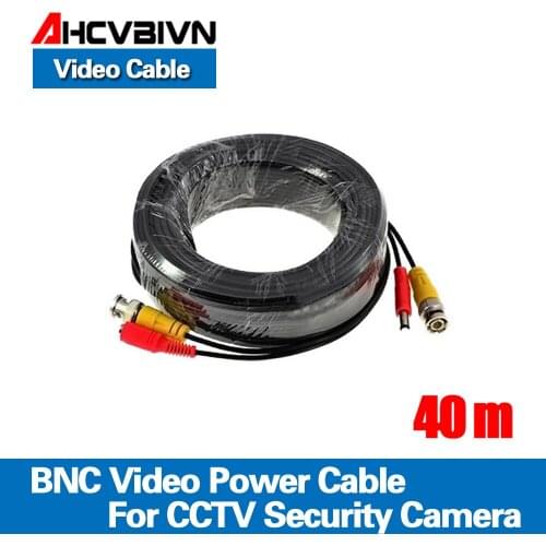 New 40m BNC Video Power CableBNC + DC Plug Connector 4pcs/lot for CCTV Security Camera Kit Free Shipping