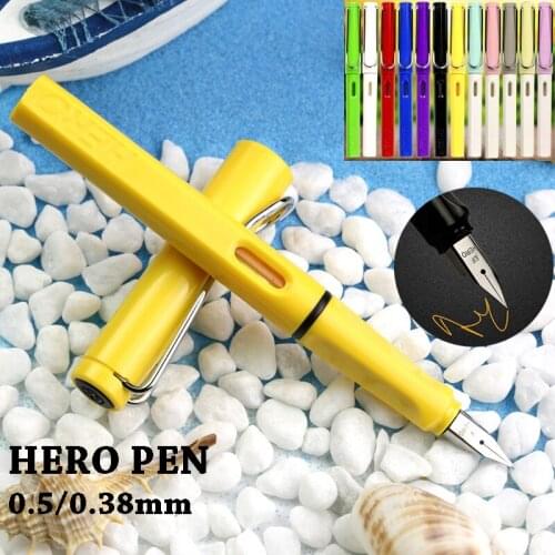 HERO Luxury 0.5/0.38mm Ink Caligraphy Fountain Pen Stainless Steel Nib Student Teacher Stationery Office Business Supplies Gift