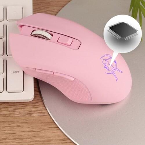 YYDS Rechargeable Pink Girl Silent LED Optical Game Mice 1600DPI 2.4G USB Wireless Mouse for PC Laptop Desktop Computer