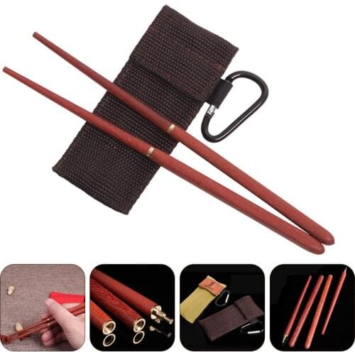 1 Pair Red Sandalwood Folding Storage Travel Portable Chopsticks Camping Outdoor Tableware Food Grade Durable Ultra-light Sticks