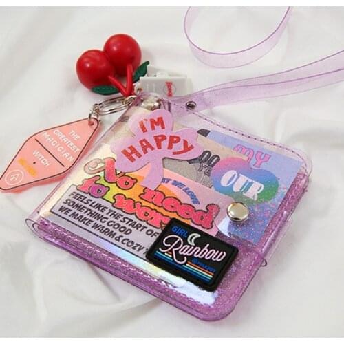 Transparent Jelly Neck Wallet Laser Halter Girls Coin Purse Ins Korea Letter Card Holder Bag Clutch Women Girl Cute Wallets