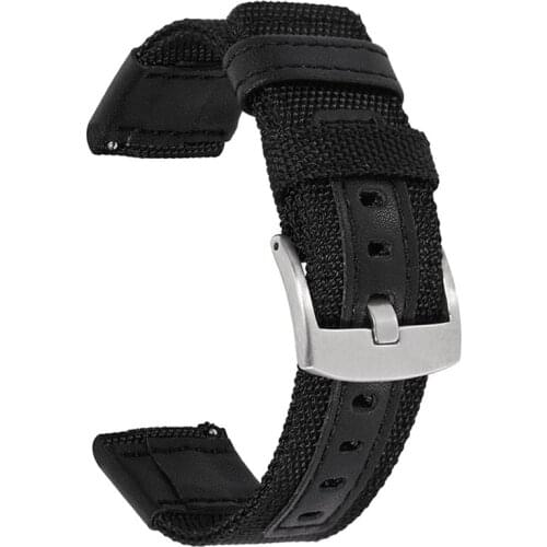 BEAFIRY Watch Strap 20mm 22mm Breathable Woven Nylon Watch Band Quick Release Canvas Watchband for huawei samsung Black Blue