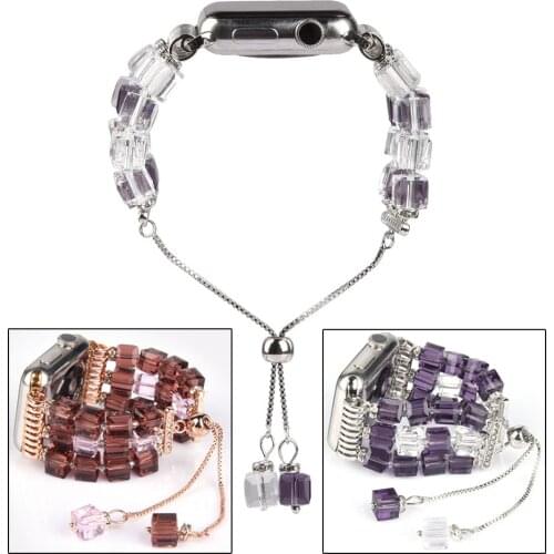 Beaded Strap for Apple Watch Bands 44mm 42mm 40mm 38mm Bracelet Women Watchband for iWatch SE Series 6 5 4 3 2 1 Fashion