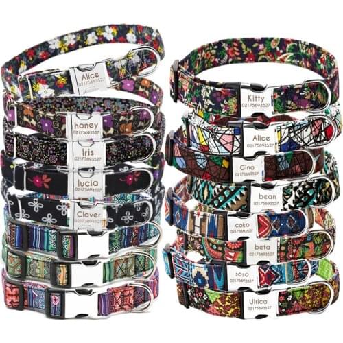 Dog Collar cats Dog things supplies Engraved ID Tag Nameplate name Custom pet products collars for small big dogs