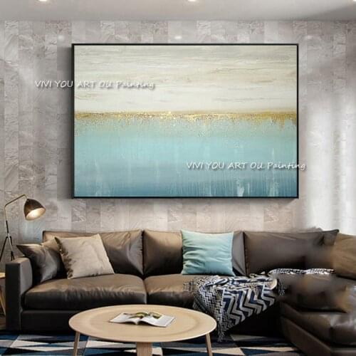 Abstract modern green gold leaf lines art canvas no frames for living room bedroom poster and wall home decor