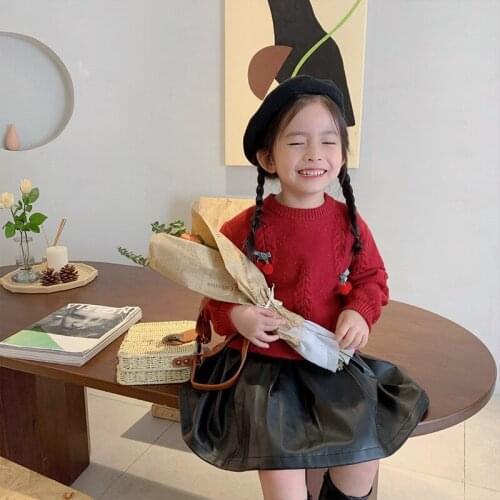 Sweater O-neck Collar Full Sleeve Cotton Casual Warm Comfortable Simple Solid Spring Autumn Children Clothes for Girls