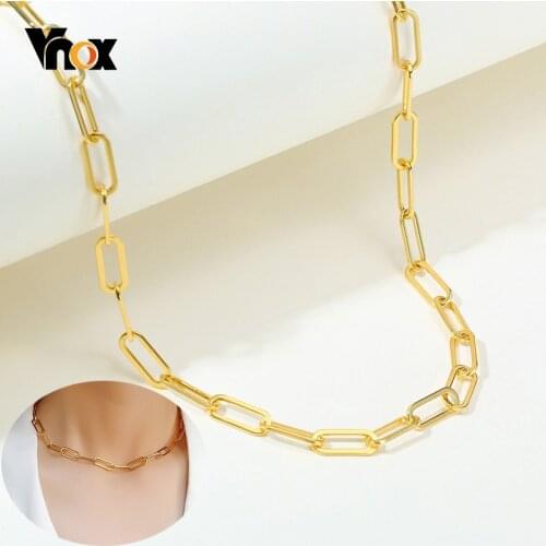 Vnox Trendy Miami Cuban Choker Necklaces for Women Gold Color Stainless Steel Party Birthday Gifts Jewelry 14.96"