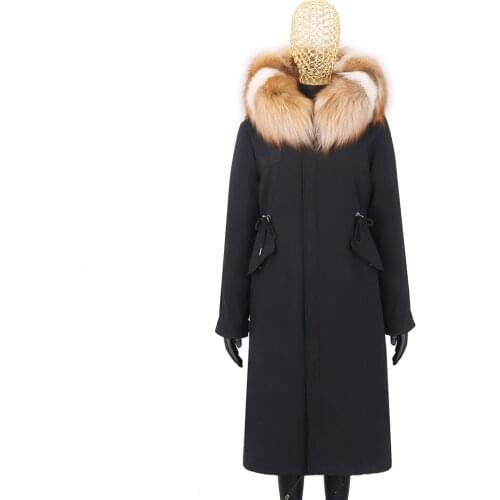 2021 New X-long Parka Waterproof Natural Fox Fur Hood Real Fur Coat Women Outerwear Winter Jacket Luxury streetwear Detachable