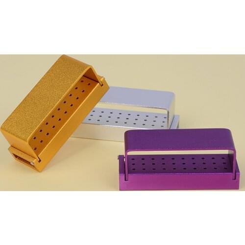 1PCS Aluminium Dental Burs Holder Disinfection Holder 30 Holes Block Oral Teeth Polishing Drill Holder