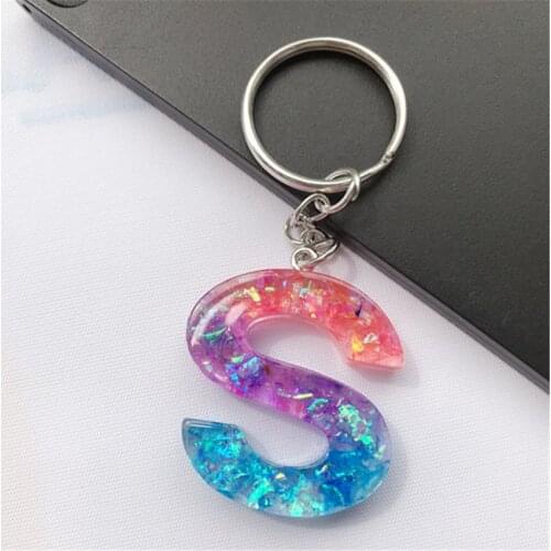 1PC Keyring English Letter Gradient Resin Keychain English word Handbag Charms for Woman