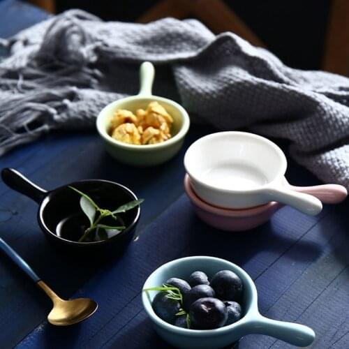 1Pcs Creative Cute Mini Handle Ceramic Small Tableware Vinegar Soy Sauce Snack Dish Tableware For Home Kitchen Supplies