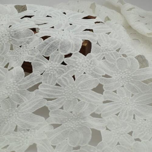 2yards Off White Chemical Lace fabric with lotus leaf for dress DIY Craft sewing