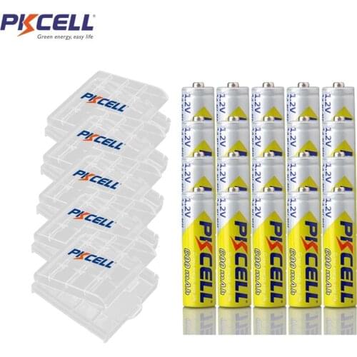 20Pcs PKCELL AA Rechargeable Battery NIMH 1.2V 600mah Charge Fast And Best Price With 5Pcs Battery Holder Boxes Cases