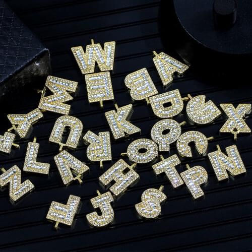 29*17mm A-Z English Letter Rhinestone Charms Gold Metal 26 Alphabet Necklace Bracelet Pendant For DIY Jewelry Making Accessories