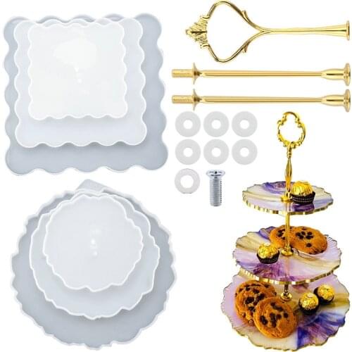 3pcs Round Resin Coaster Molds Square Tray Mold Casting Silicone Coaster Molds Handmade Resin Art Supplies DIY Home Decoration