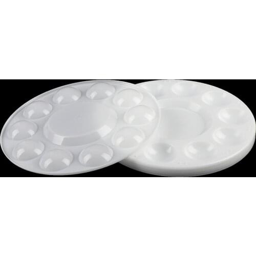 5Pcs/Set 10Grid Watercolor Oil Paint Painting Tray Mixing Palette Artist Drawing Round Shape 17cm