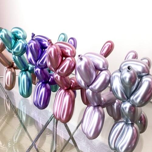 50PCS Long Glossy Metal Latex Inflatable Balloon Birthday Party Decoration Wedding Anniversary Birthday Christmas Decoration