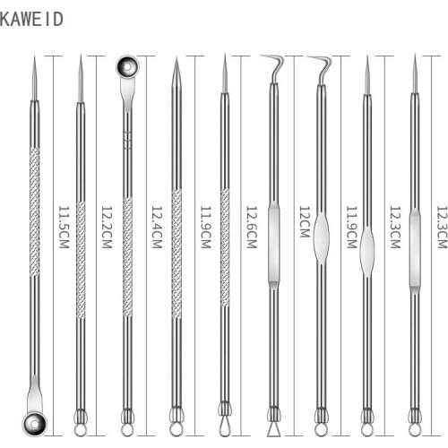 Stainless Steel 9 Pcs Double Head Acne Needle Blackhead Remover Pimple Comedone Extractor Tool Acne Needle Blackhead Beauty Tool