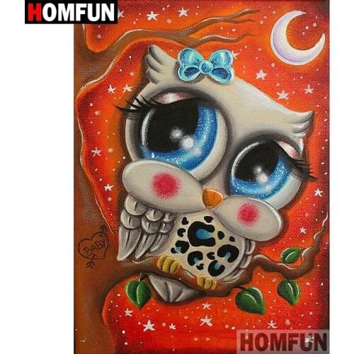 HOMFUN 5D DIY Diamond Painting Full Square/Round Drill "Cartoon owl" 3D Embroidery Cross Stitch gift Home Decor A01549