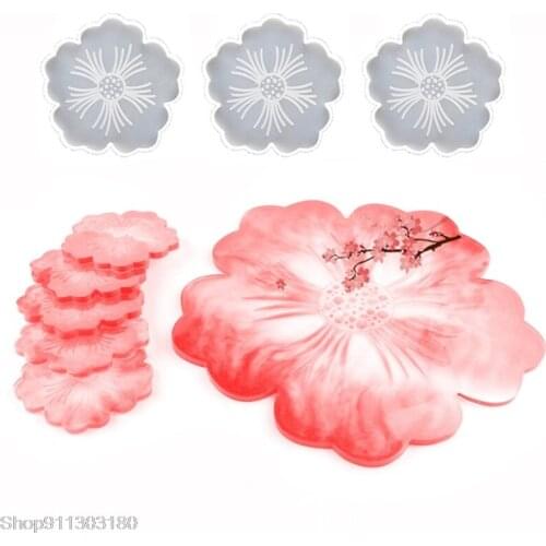 DIY Flower Silicone Pad Casting Mold Set Crystal Epoxy Resin Mold Irregular Petal Cup Mat Casting Mould Crafts Making Tools