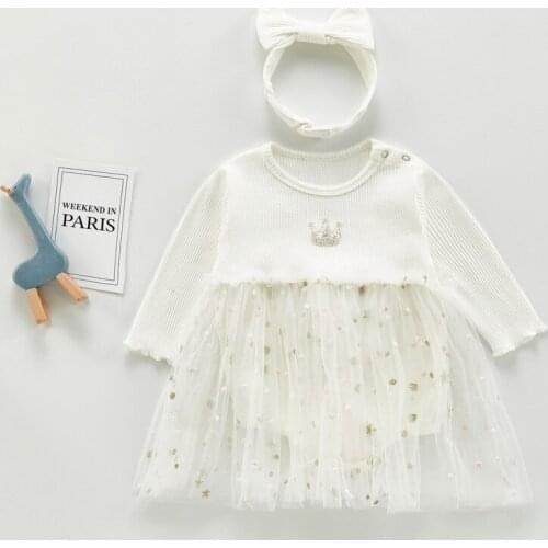 Baby Girls Bodysuit Princess Infantil Girl Clothes Headwear+dress 2pcs Kids Girl Clothing Party New Year Cute Baptism Clothes