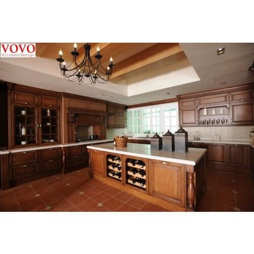 French country kitchen with wine rack