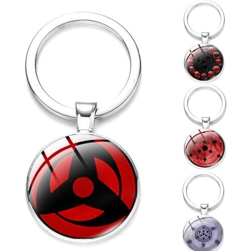 Hot Sale Anime Sharingan Eye Keychain Uchiha Clan Eyes Glass Picture Handmade Metal Key Chain Men Women Fans Gifts Car Keyring