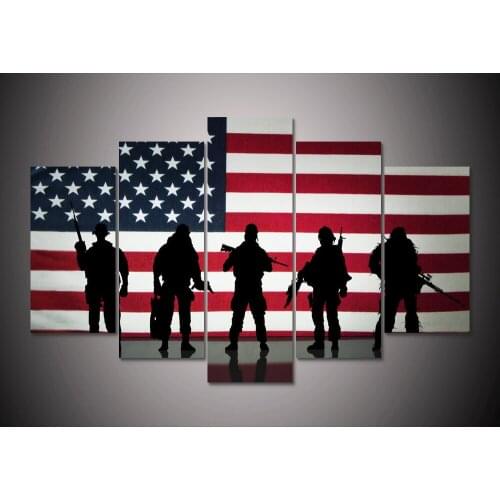 HD Print 5 pcs American flag soldiers canvas wall art painting Home Decor wall art print living room decor painting /PT0956