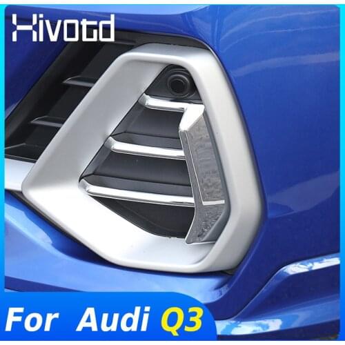 Hivotd For Audi Q3 2020 2019 Car Fog Light Trim Front Headlight Cover Strip Decoration ABS Chrome Exterior Accessories Styling
