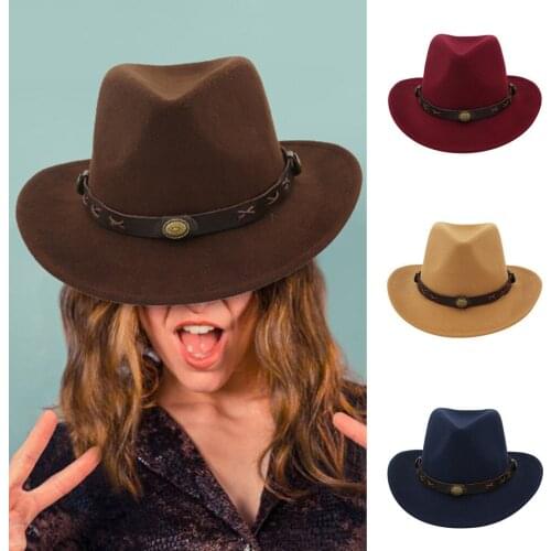 Classic Men Women Western Cowboy Hat With Cow Head Band Wide Brim Hat Pop Jazz Hat Cattleman Outdoor Sunhats Dropshipping
