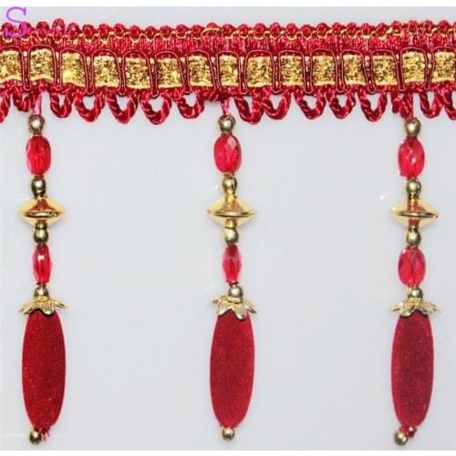 12M Crystal beads Curtain Trim Lace Tassels Europe Curtain Hanging Ball Tie Back Straps Holders Accessories Home Decoration