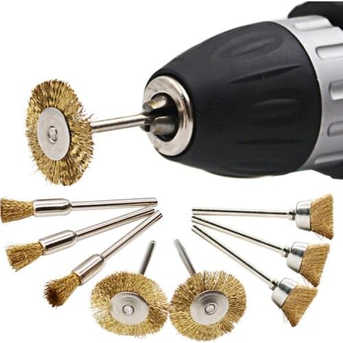 3pcs Brass Wire Brush Fits For Dremel Rotary Tool Accessory 1/8" (3mm) Shank 9pcs/set